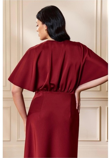 Nayana Asimetrik Elbise Bordo