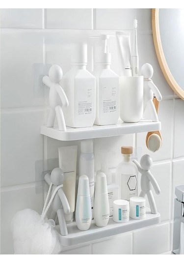 Büyük Boy Yapıskanlı Çöp Adam Şeklinde Organizer Duvar Raf Banyo
