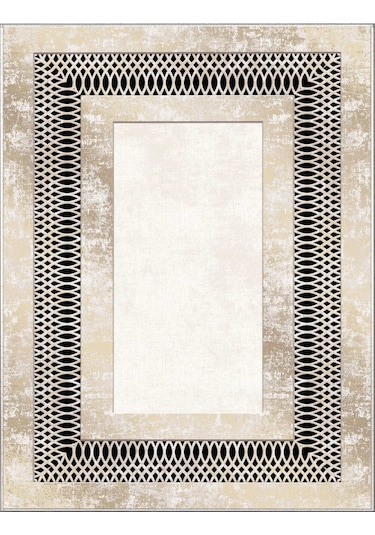 Yıkanabilir Kaymaz Taban Dekoratif Salon Mutfak Halı 12 Krem - Bej