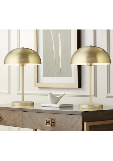 Modern Tasarım Mars Abajur Dekoratif Masa Lambası Eskitme Gold Sarı Metal Gövde Gold