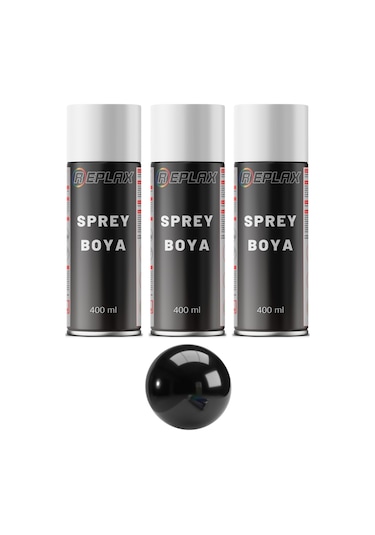3 Adet Ral 9005 Parlak Siyah Sprey Boya 400 Ml.