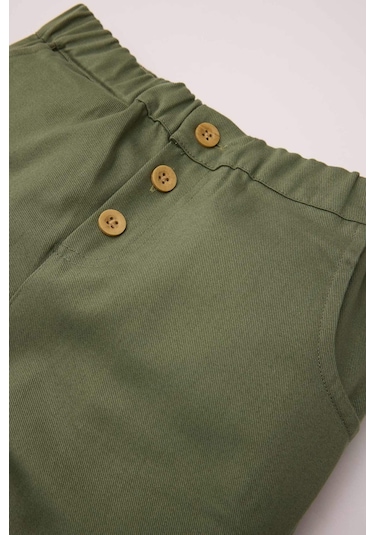 DeFacto Erkek Bebek Beli Lastikli Katlamalı Paça Gabardin Pantolon D5246A524WNKH450 Haki