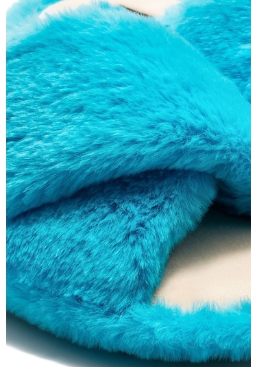 Twigy Çapraz Peluş Kadın Ev Terliği Mavi 36/41 CC0185 Mavi