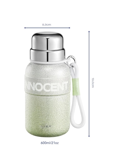 Paslanmaz Çelik Termos Su Şişesi 600ml Vakumlu Kapak Açık Mavi İthal Ürün Mavi