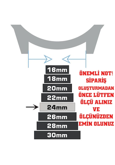 24mm Siyah Floter Hakiki Deri Saat Kordonu Kayış Beyaz