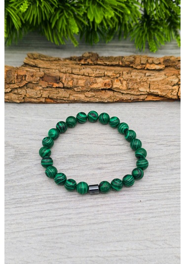 Erkek Sıkma Malahit Tesbih Ve Bileklik Set 8 Mm Bt043 Yeşil