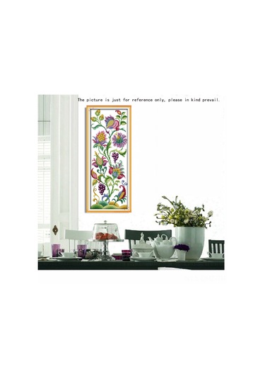 Aubyhe 14ct 21x50cm Pamuk Kumaş, Çizgili Desenli, Çin Kültürü Pratik Ev İşleri抽象 Çiçek Desenli Cross Stitch Seti İp, İğne, Rehber Dahil