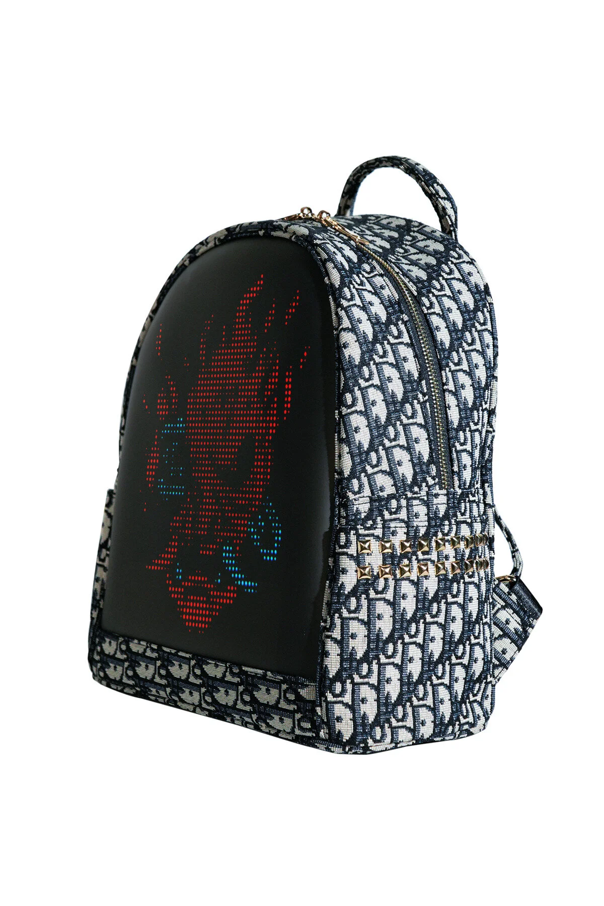 Led Ekranlı Akıllı Sırt Çantası Animasyonlu Işıklı Dijital Tasarım Çanta Gri