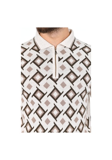 Kamalı Erkek Çelik Örgü Gömlek Yaka Fermuarlı Polo Yakalı Kazayağı Tüylenmeyen Triko Kışlık Baba Kazak Taş