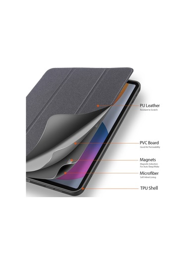 iPad Uyumlu Pro İçin Dux Ducıs Üç Katlı Stand Tasarımlı Kalem Yuvalı İş Tarzı Tablet Koruyucu Kılıf 11 İnç