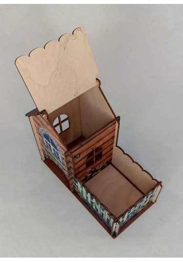 Woodiks Çay Evi Renkli Baskı Daire Şeklinde Yapılmıştır. 222574123 Bej