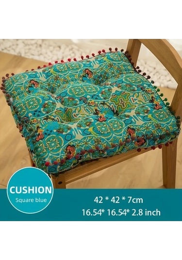Trendooze Boho Turkuaz Mavi Yastık Püsküllü Sarı Turuncu Polyester Yatak Yumuşak Turuncu