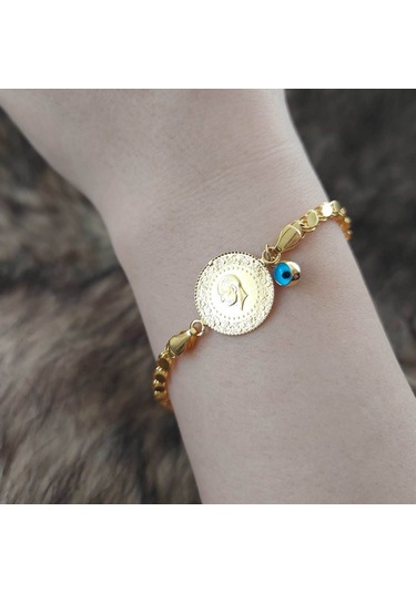 Altınbeyi Çeyrek Altınlı Pullu Zincirli Bileklik Sarı Altın