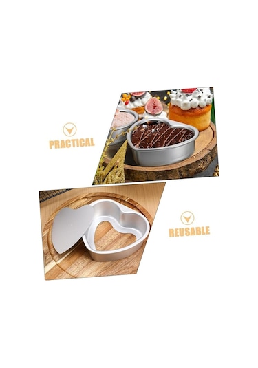 Kek Kalıbı Kalpli Bisküvi Kalp Şeklinde Alüminyum 1 Adet Ağız Çapı 20 Cm Yükseklik 5,5 Cm Gri