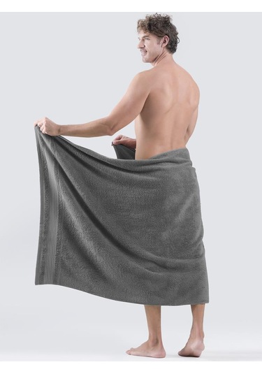 Cotton Ladin Banyo Havlusu 90x150 Koyu Gri