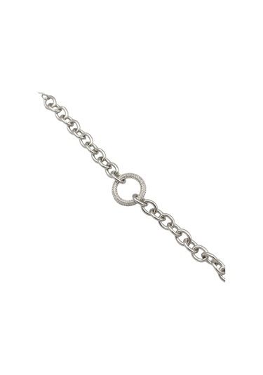 Çelik Taş Detaylı Halkalı Bileklik Beyaz