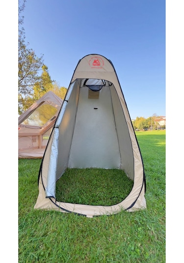 Alfa Balık Kamp Alanı Giyinme Duş Ve Wc Çadırı Otomatik Açılır Bej