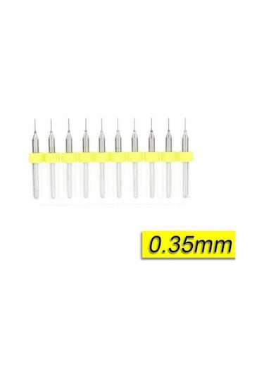 PCB Mikro Karbür CNC Matkap Ucu 10lu Set 0,35mm Tungsten 18 Shank