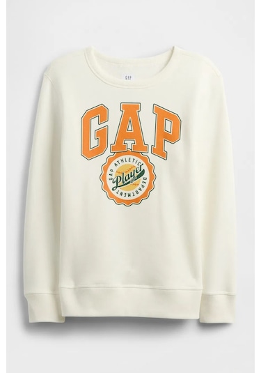 Gap V-fa Logo Çocuk Sweatshirt KREM