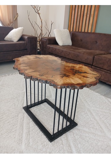 Servis Sehpası Meşe Epoksi Kaplama Kahverengi Servis Sehpası Meşe Epoksi Kaplama Kahverengi