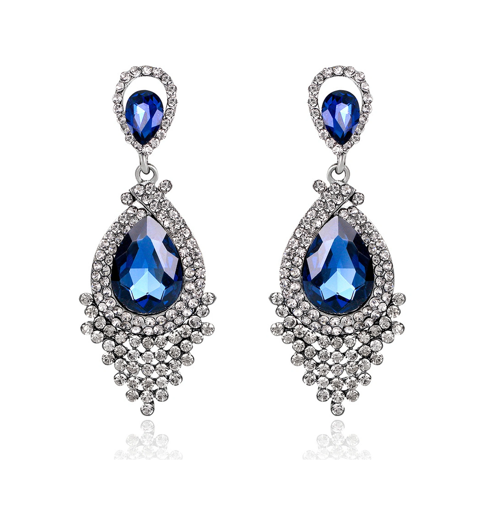 Lemestar Klasik Tassel Cam Damla Küpe - Rhine Taşlı Altın Kaplama 6.5x2.6cm 23g Retro Moda Aksesuar Ba088-b Gold