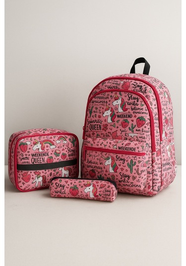 Newbag Unicorn Kız Sırt Okul Çantası-3'lü Set Yeni Sezon