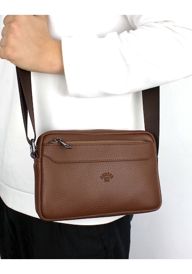 Unisex Taba Orta Boy Askılı Postacı Omuz Çantası Taba