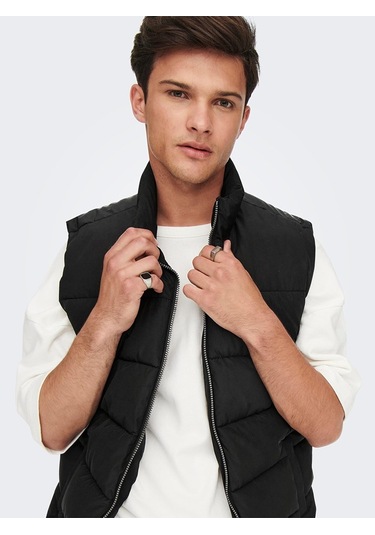 Only & Sons Erkek Şişme Yelek Onsmelvın Lıfe Puffer Vest - 22022232 Siyah