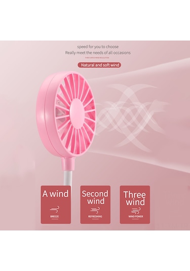 Ximistore9 Siyah Boya, 3.7v Usb Şarjlı, 3 Hızlı, 7 Kanatlı, Renkli Işık Özellikli Kolye Tipi Taşınabilir Fan Siyah