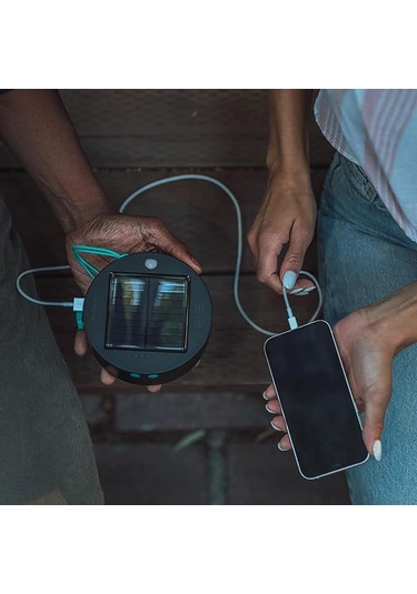 Gajeena Siyah Güneş Enerjili Kamp Işığı, 20 Led Işık Modu, 1800mah Power Bank, 5.5m Su Geçirmez Dış Mekan Aydınlatması Siyah