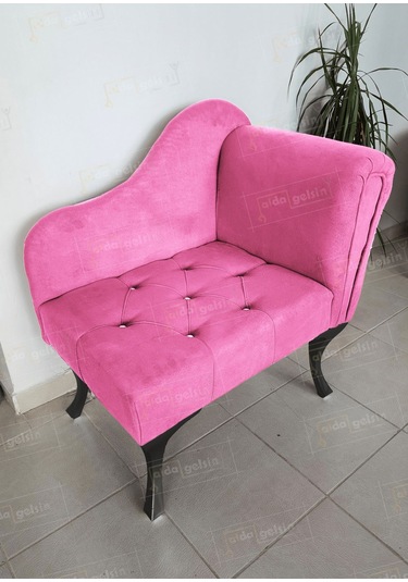 Yeni Model Ters Kol Tekli Köşe Koltuğu Josefin Bench Siyah Ayak Pembe