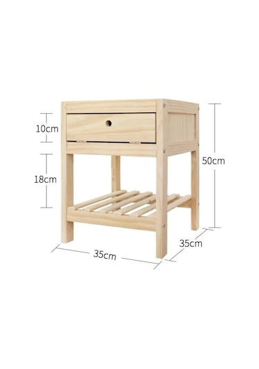 Doğal Ahşap Çekmeceli Komodin 1. Sınıf Masif Çam Ağacı 35x35x50