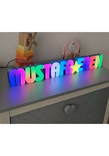 Argb Led Li Dekoratif İsim Kutusu Kişiye Özel 8 + Harf