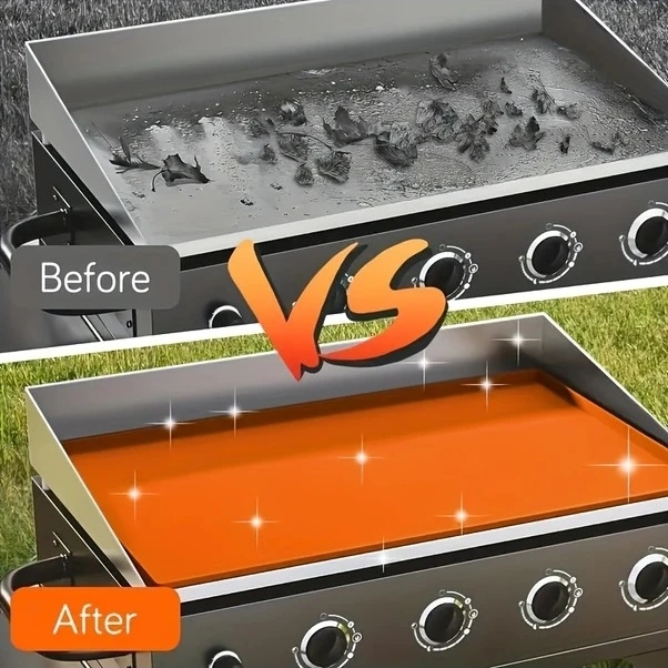 Trendooze 28in Turuncu Silikon Bbq Mat, 356 C Isıya Dayanıklı Kaymaz Izgara Altlığı