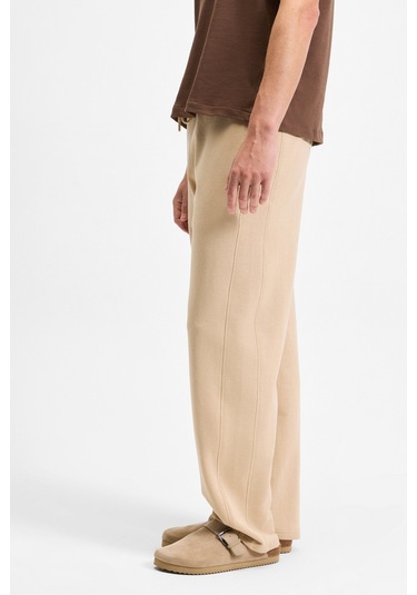 Grımelange DOTTI Erkek Beli Lastikli Kordonlu Yanları Cepli Relaxed Fit Eşofman Altı Bej