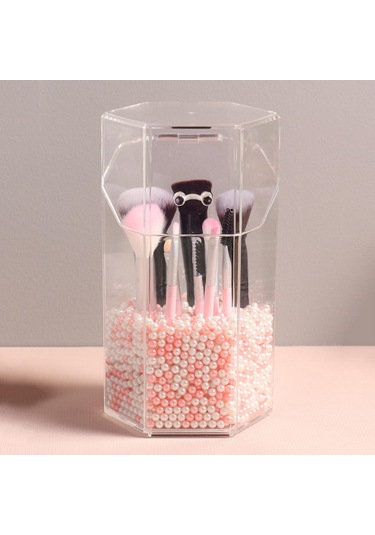 Suntek Şeffaf Akrilik Kozmetik Organizatör Makyaj Fırça Kabı Şeffaf