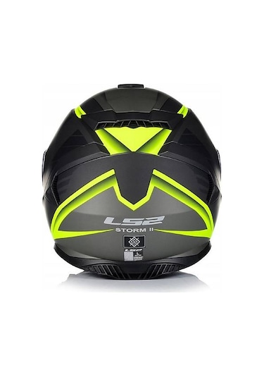 Ls2 Storm 2 Nerve Neon Sarı Kapalı Motosiklet Kaskı Siyah - Neon