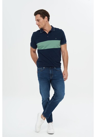 Finn Koyu Mavi Regular Tapered Fermuarlı Jean Pantolon E 4407-008 Koyu Mavi