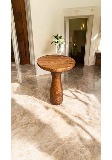 Tekli Ahşap Mantar Sehpa Açık Ceviz Renk, El Yapımı Özel Tasarı