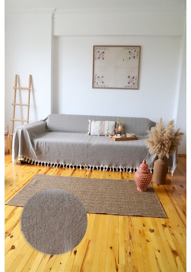 Kolları Örten Kahve Battal Boy Koltuk, Çekyat Örtüsü 180x300 Cm Kahve