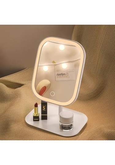 Fochsia Pembe Led Aynalı Makyaj Aynası: Katlanır, Dokunmatik, 3 Işık Modu, Şarj Edilebilir Pembe