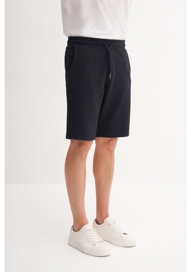 Cazador Slim Fit Dar Paça Likralı Örme Bermuda Şort 60820 Lacivert