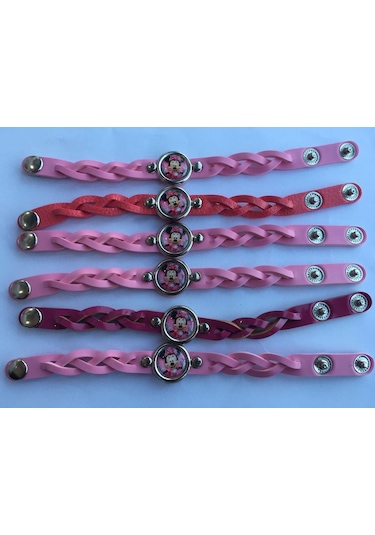 6 Ad Pembe Minnie Mouse Bileklik Doğum Günü Kız Parti Hediyelik