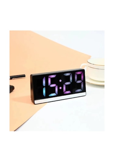 Sr2205 Rgb Rakamlı Dijital Masa Saati Titreşim Sensörlü Alarm/takvim/termometre/çalar Saat 07 Beyaz