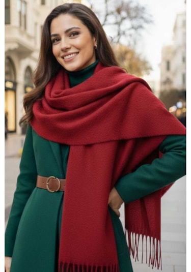 Tezzgelsin Kadın Premium Soft Buklet Atkı Bordo