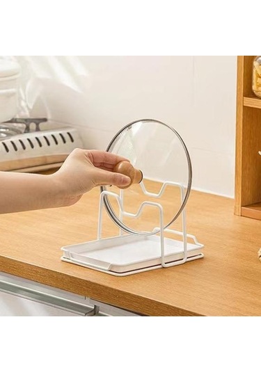 Siyah Tencere Kapağı Rafı Evrensel Havalandırma Yüksek Mukavemetli Büyük Mutfak Tezgahı Gereçler Depolama Organizatör Restoran İçin Siyah