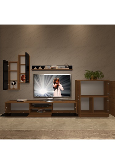 Decoraktiv Eko 6b Mdf Dvd Tv Ünitesi Tv Sehpası Ceviz - Siyah