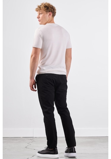 Dufy Ekru O Yaka Düz Renk Kısa Kollu Slim Fit Triko Tshirt Ekru
