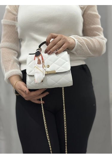 Biçomi Beyaz Cilt Zoje Çanta Beyaz