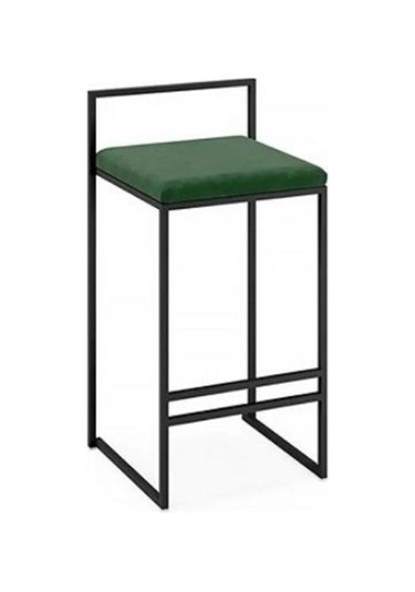 Lora Yeşil Kumaşlı Metal Bar Sandalyesi Siyah